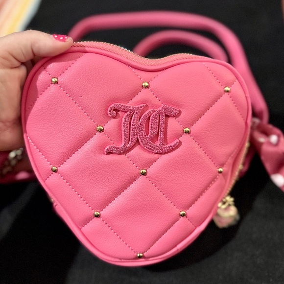Juicy Couture Pink Heart-Shaped Crossbody Bag with Scarf Handle & Charm NWT - Picture 7 of 11